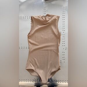 Sleeveless Ribbed Tan Top